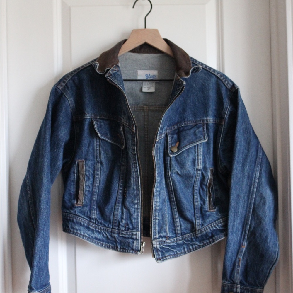 blues vintage 80s cropped jean jacket